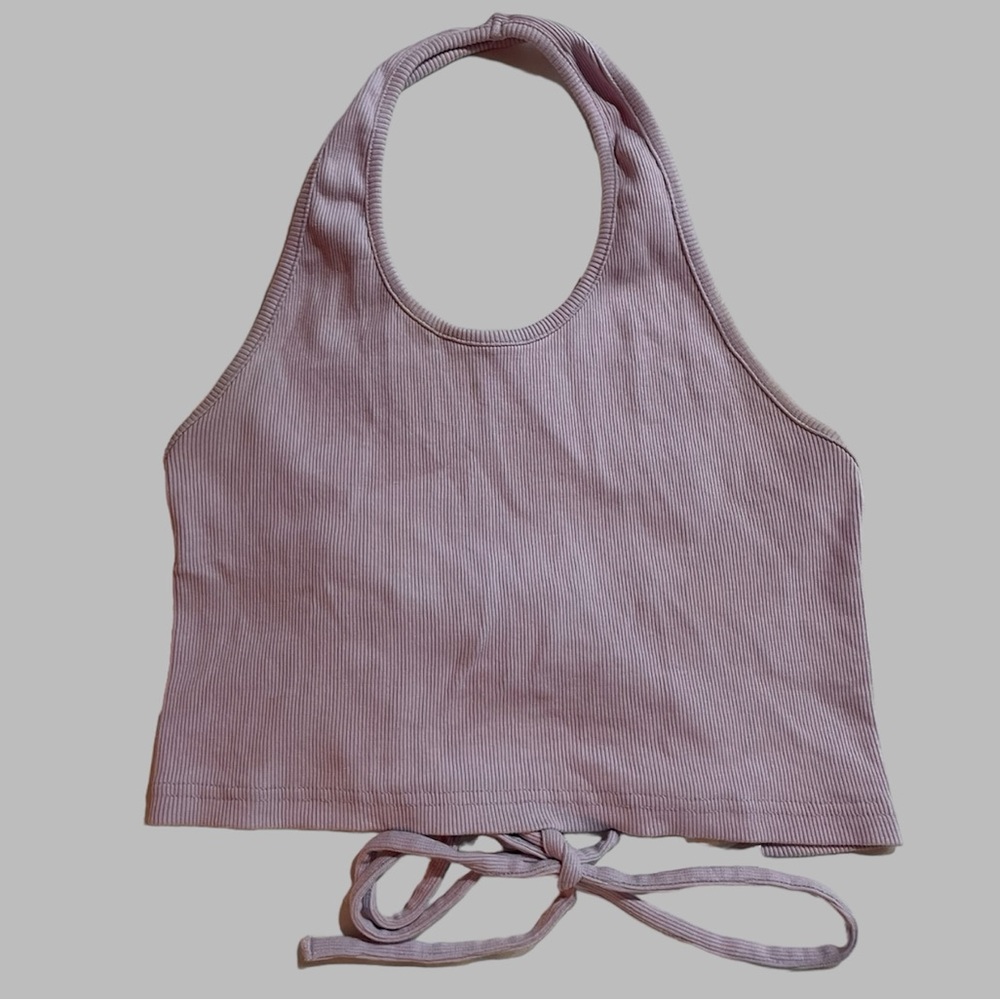 The Ragged Priest Purple Halter Top Lace up Back